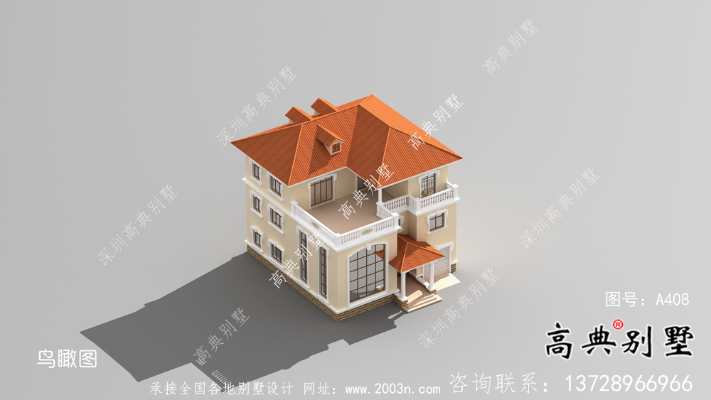 農(nóng)村復(fù)式三層歐式別墅全套設(shè)計(jì)圖紙