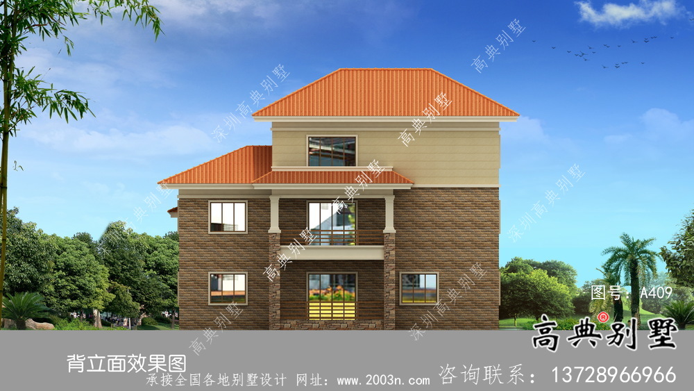 一套農(nóng)村復式三層歐式別墅設計圖紙