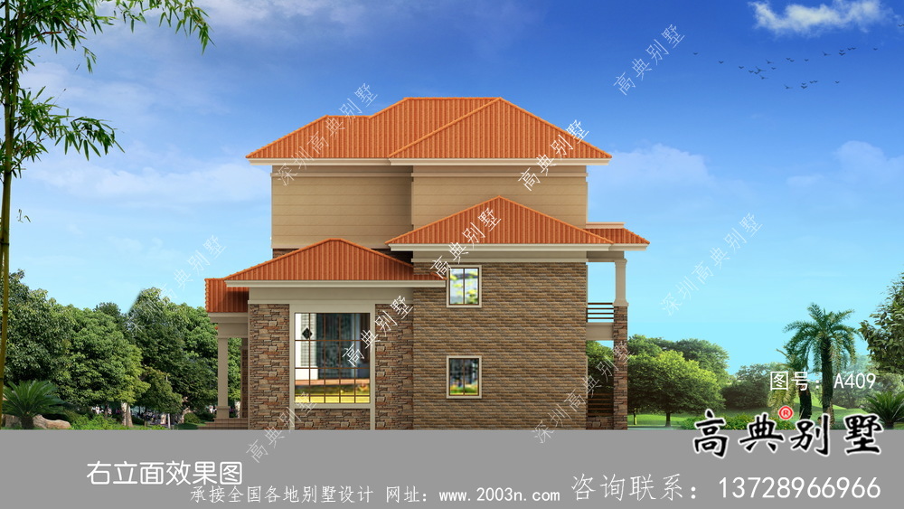 一套農(nóng)村復式三層歐式別墅設計圖紙