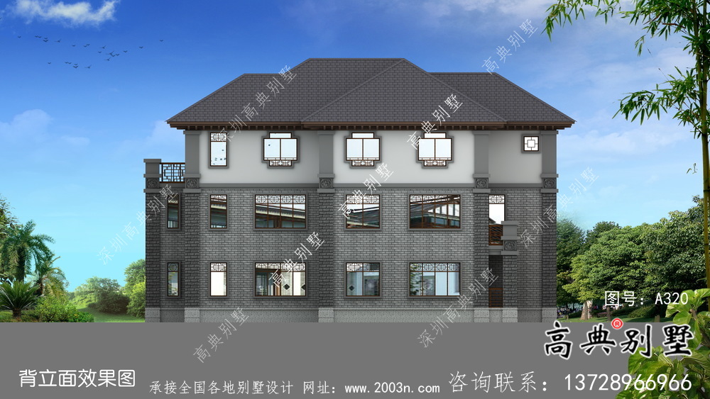 中式別墅三層別墅設計圖紙及設計效果圖