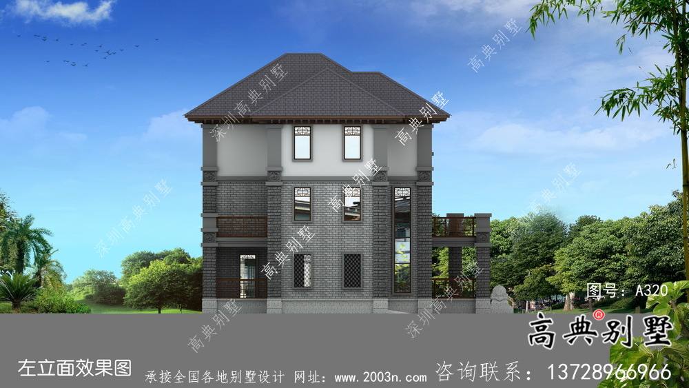 中式別墅三層別墅設計圖紙及設計效果圖