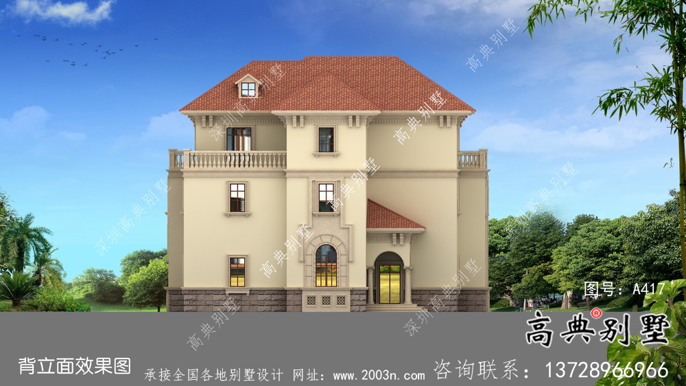 三層高檔大氣歐式鄉(xiāng)村別墅設(shè)計圖及效果圖紙