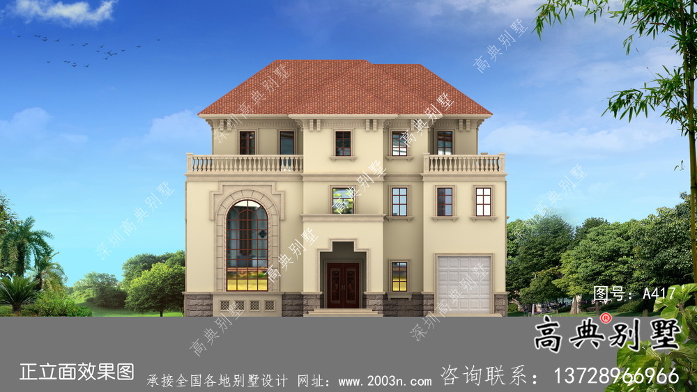 三層高檔大氣歐式鄉(xiāng)村別墅設(shè)計圖及效果圖紙
