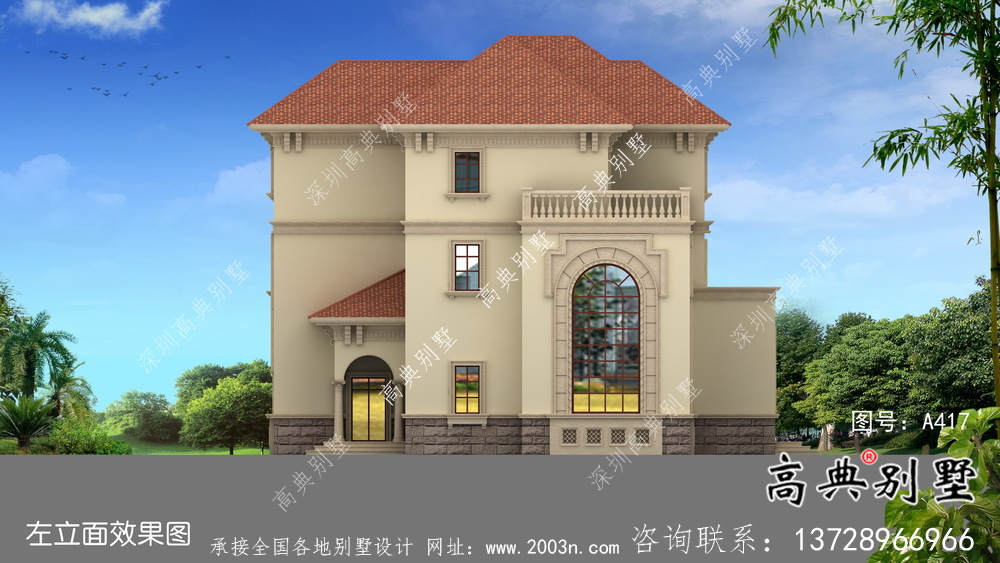 三層高檔大氣歐式鄉(xiāng)村別墅設(shè)計圖及效果圖紙