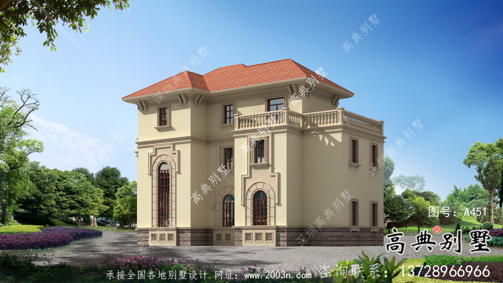 農(nóng)村高檔三層歐式別墅設(shè)計(jì)施工效果全套圖紙
