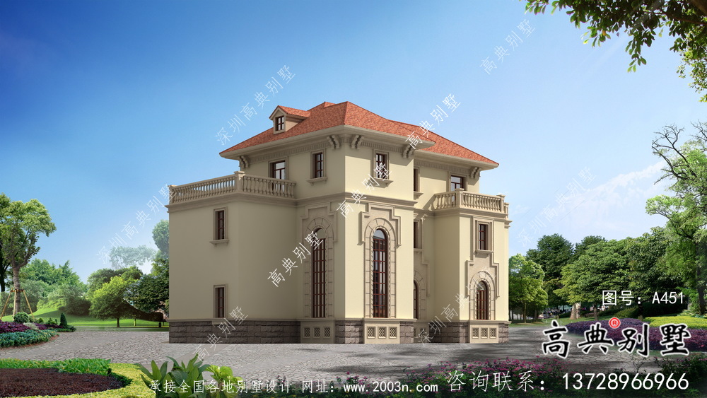 農(nóng)村高檔三層歐式別墅設(shè)計(jì)施工效果全套圖紙