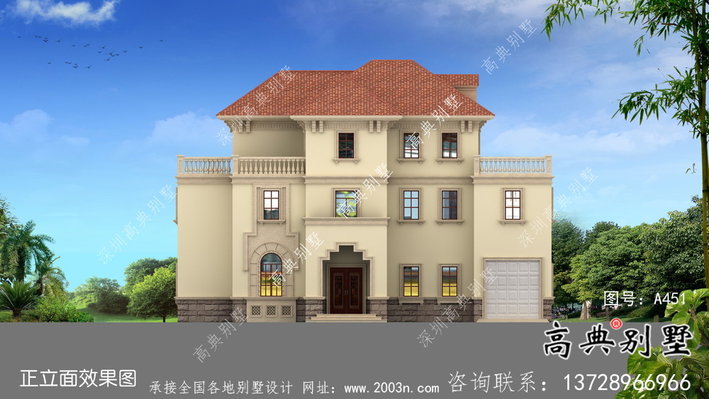 農(nóng)村高檔三層歐式別墅設(shè)計(jì)施工效果全套圖紙