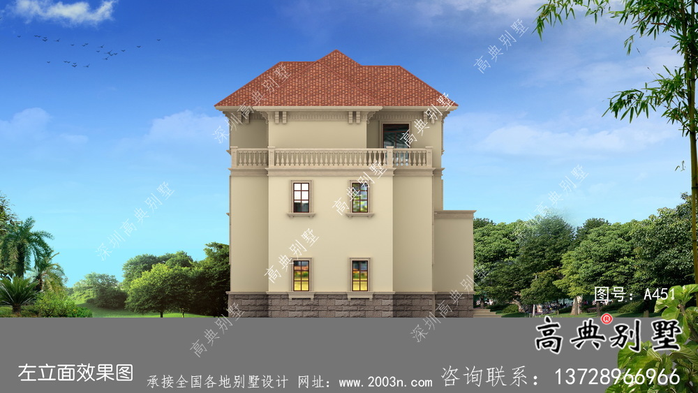 農(nóng)村高檔三層歐式別墅設(shè)計(jì)施工效果全套圖紙