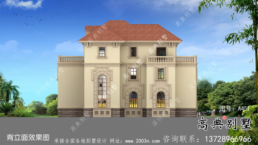 農(nóng)村高檔三層歐式別墅設(shè)計(jì)施工效果全套圖紙
