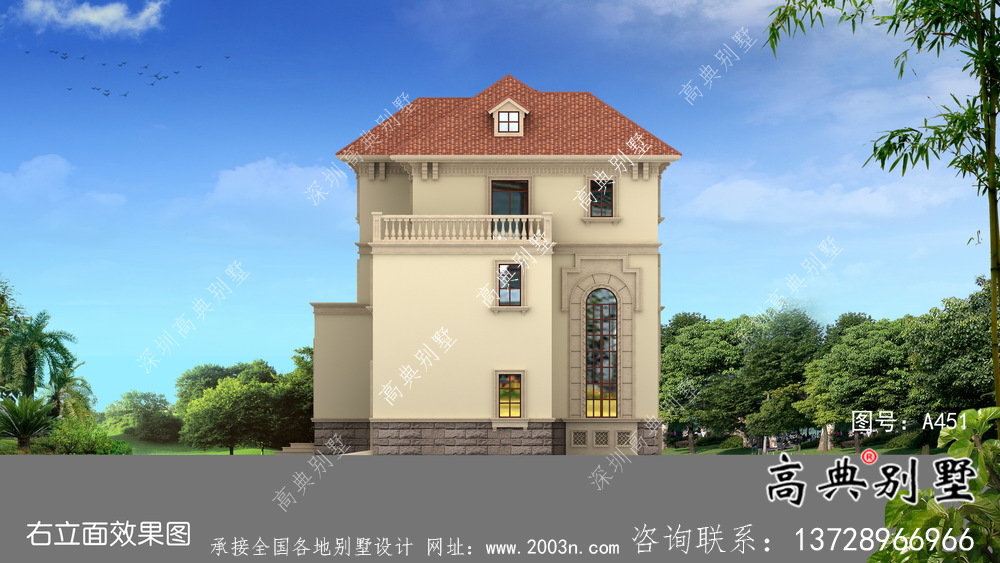 農(nóng)村高檔三層歐式別墅設(shè)計(jì)施工效果全套圖紙
