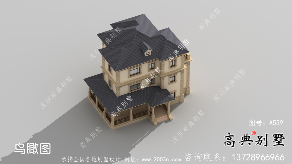 新農(nóng)村歐式三層別墅自建別墅設(shè)計(jì)效果圖紙全套