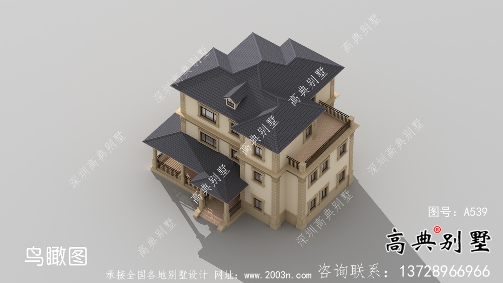 新農(nóng)村歐式三層別墅自建別墅設(shè)計(jì)效果圖紙全套