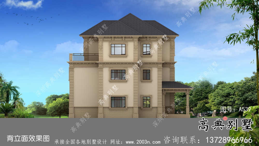 新農(nóng)村歐式三層別墅自建別墅設(shè)計(jì)效果圖紙全套
