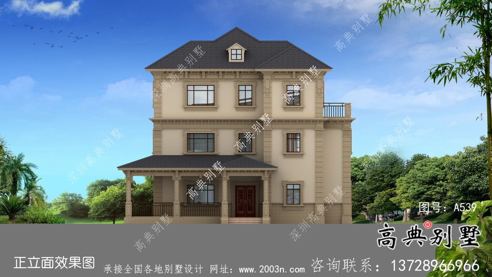 新農(nóng)村歐式三層別墅自建別墅設(shè)計(jì)效果圖紙全套