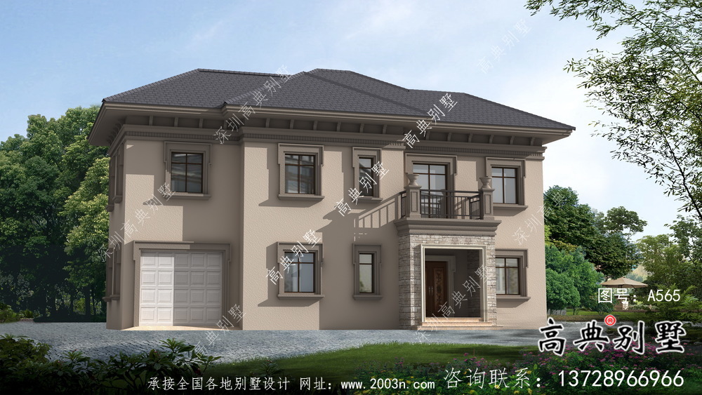 歐式風(fēng)格兩層經(jīng)濟(jì)別墅建筑圖（帶效果圖）