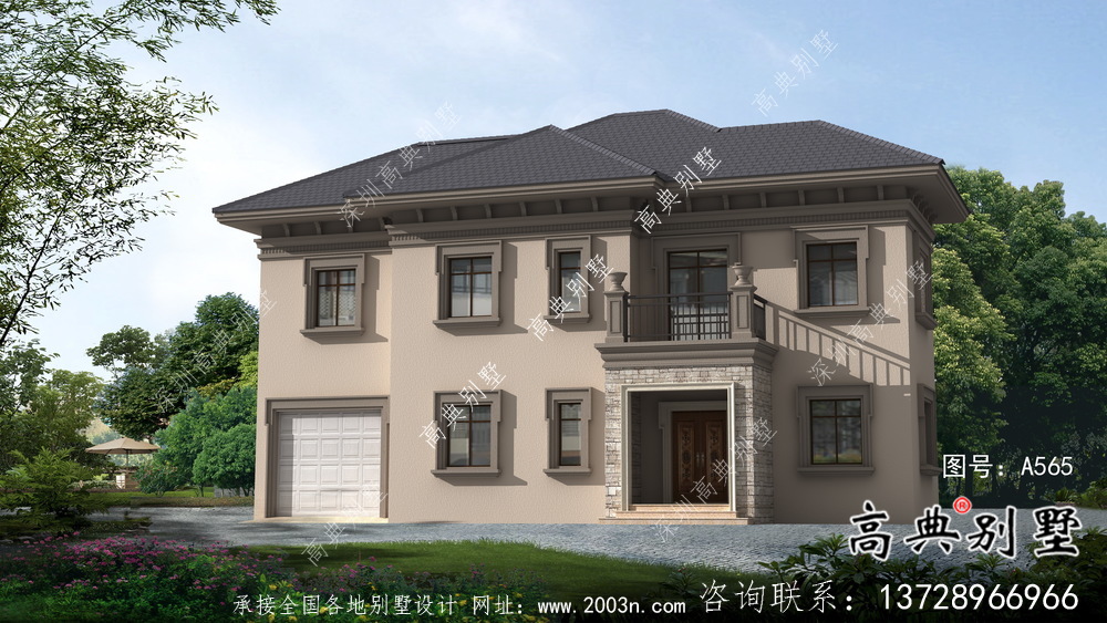 歐式風(fēng)格兩層經(jīng)濟(jì)別墅建筑圖（帶效果圖）