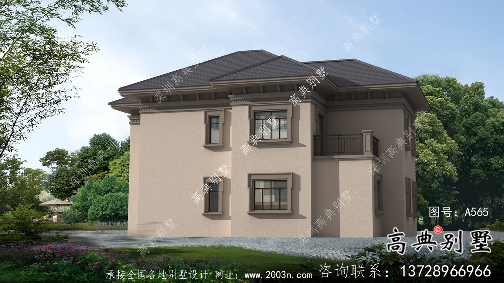 歐式風(fēng)格兩層經(jīng)濟(jì)別墅建筑圖（帶效果圖）