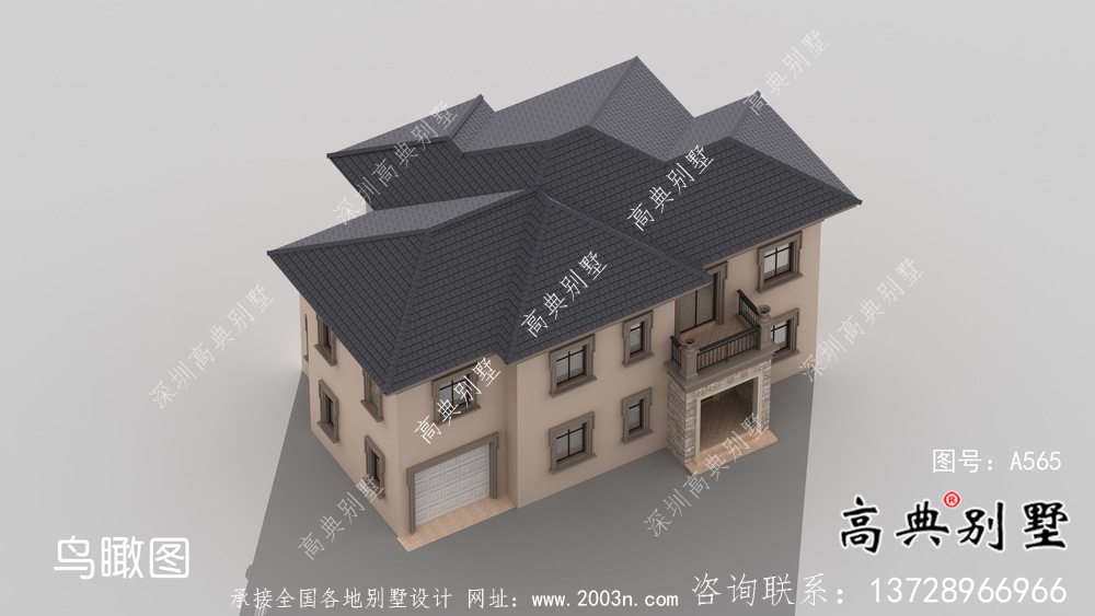 歐式風(fēng)格兩層經(jīng)濟(jì)別墅建筑圖（帶效果圖）