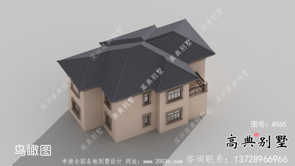 歐式風(fēng)格兩層經(jīng)濟(jì)別墅建筑圖（帶效果圖）