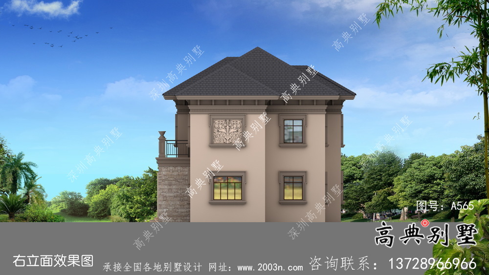 歐式風(fēng)格兩層經(jīng)濟(jì)別墅建筑圖（帶效果圖）