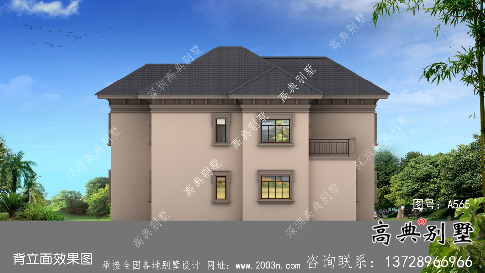 歐式風(fēng)格兩層經(jīng)濟(jì)別墅建筑圖（帶效果圖）