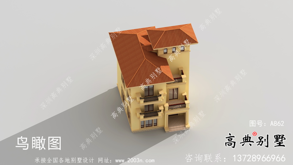 獨(dú)棟帶陽臺豪華三層別墅建筑施工圖