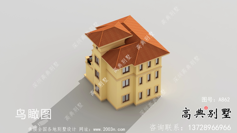 獨(dú)棟帶陽臺豪華三層別墅建筑施工圖