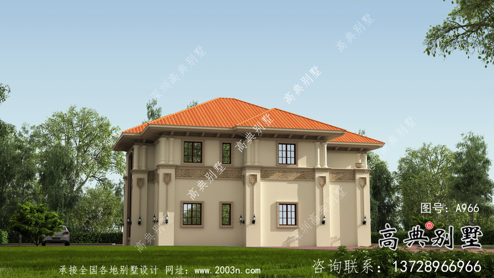 歐式風(fēng)格二層鄉(xiāng)村別墅設(shè)計圖紙