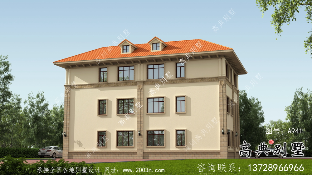 意大利風(fēng)格雙拼別墅效果圖,建筑圖