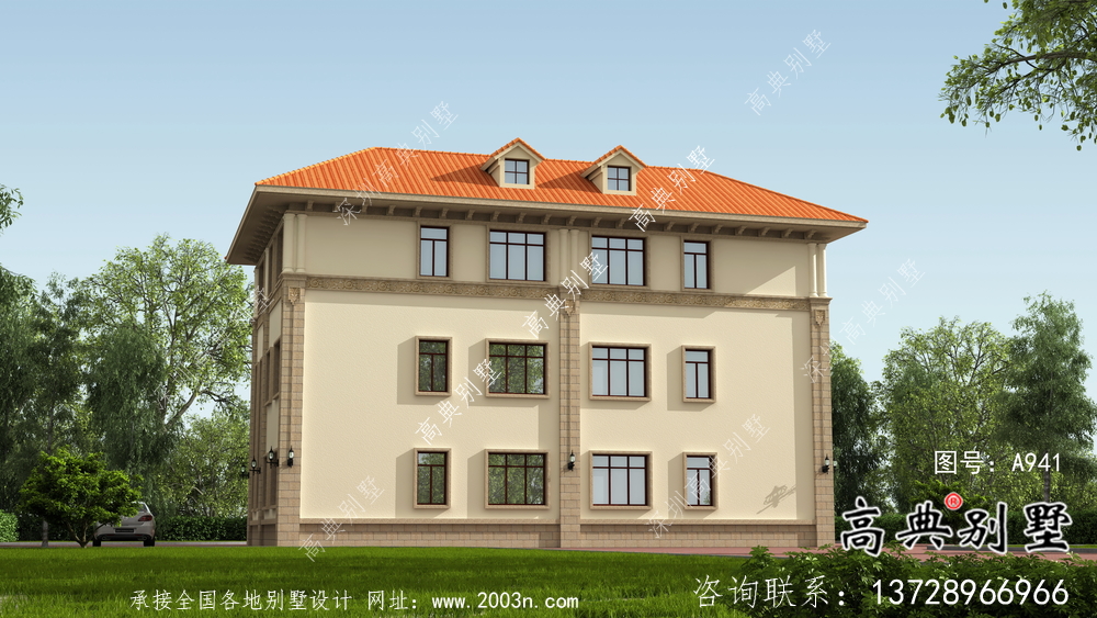 意大利風(fēng)格雙拼別墅效果圖,建筑圖