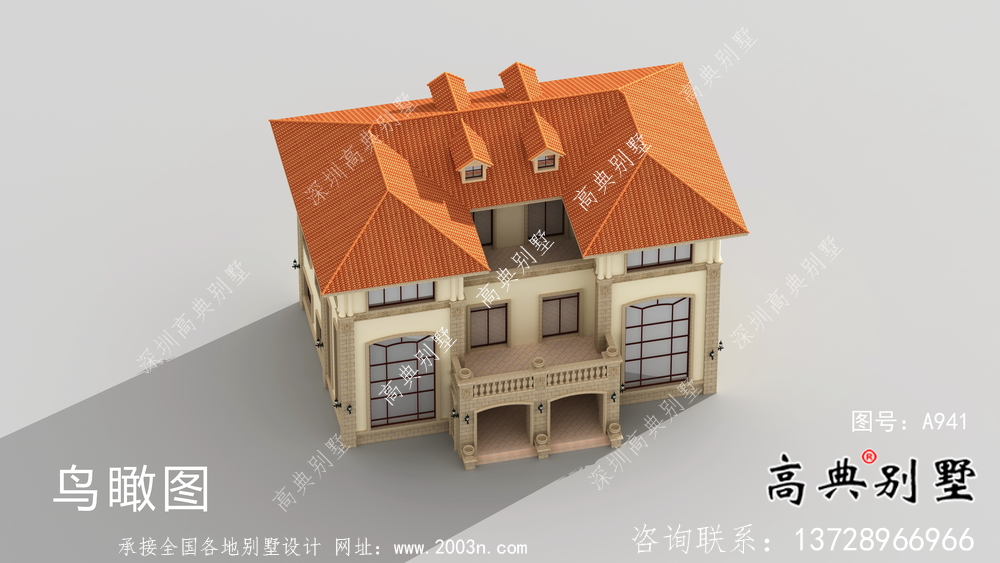 意大利風(fēng)格雙拼別墅效果圖,建筑圖