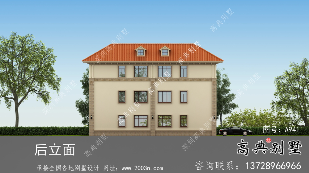 意大利風(fēng)格雙拼別墅效果圖,建筑圖