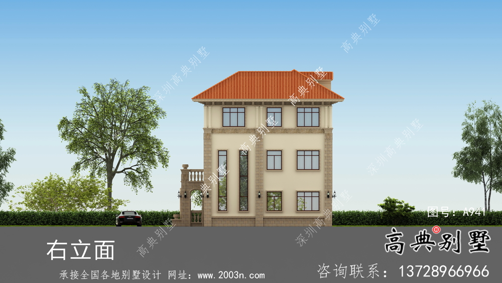 意大利風(fēng)格雙拼別墅效果圖,建筑圖