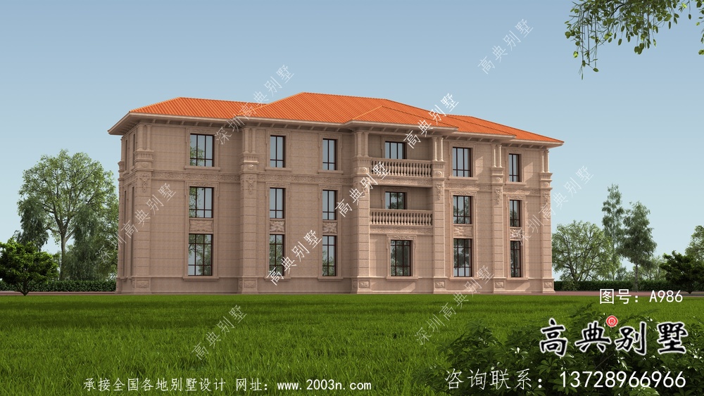 復(fù)式經(jīng)典三層大戶型簡(jiǎn)歐別墅設(shè)計(jì)圖紙