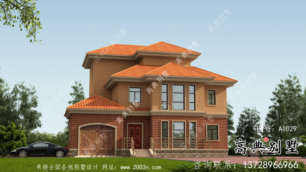 歐式三層帶車庫新農(nóng)村自建別墅設(shè)計(jì)圖紙