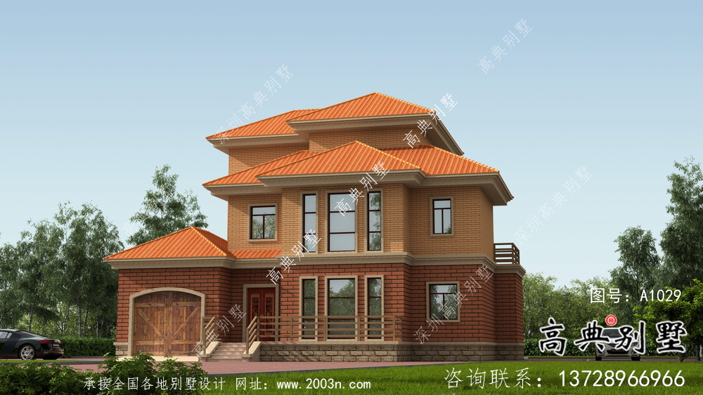歐式三層帶車庫新農(nóng)村自建別墅設(shè)計(jì)圖紙