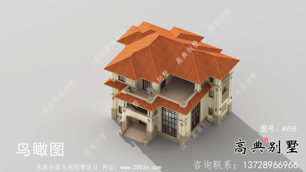 城鎮(zhèn)三層意大利風(fēng)格別墅建筑設(shè)計圖
