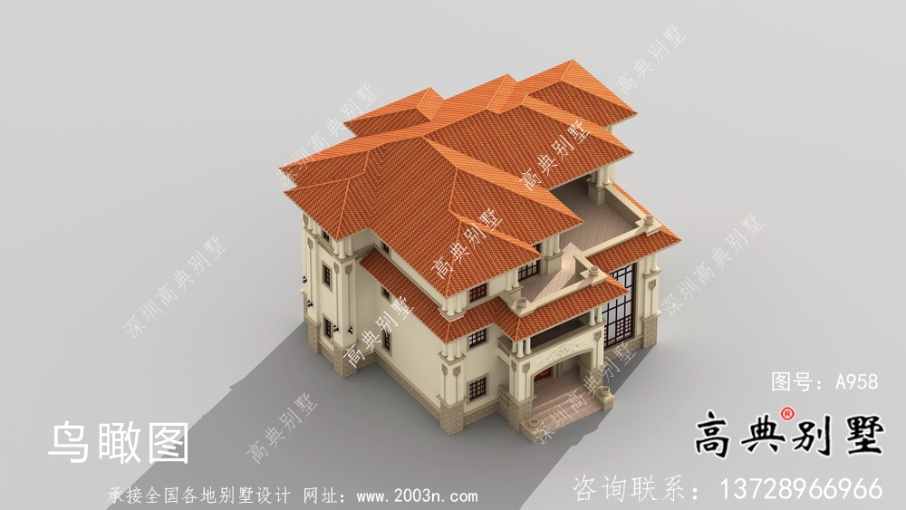 城鎮(zhèn)三層意大利風(fēng)格別墅建筑設(shè)計圖