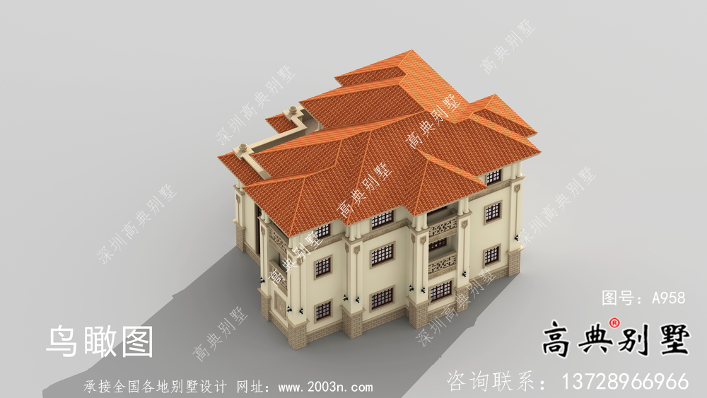 城鎮(zhèn)三層意大利風(fēng)格別墅建筑設(shè)計圖