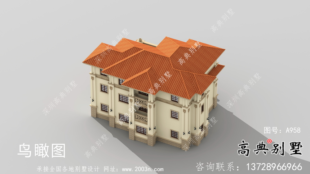 城鎮(zhèn)三層意大利風(fēng)格別墅建筑設(shè)計圖