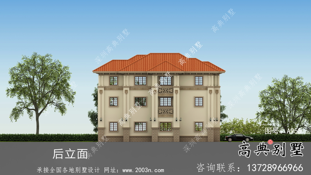 城鎮(zhèn)三層意大利風(fēng)格別墅建筑設(shè)計圖
