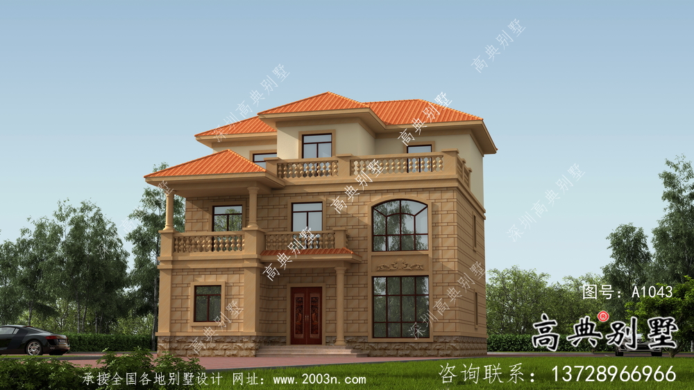 新農(nóng)村歐式三層別墅設(shè)計(jì)圖及平面設(shè)計(jì)圖