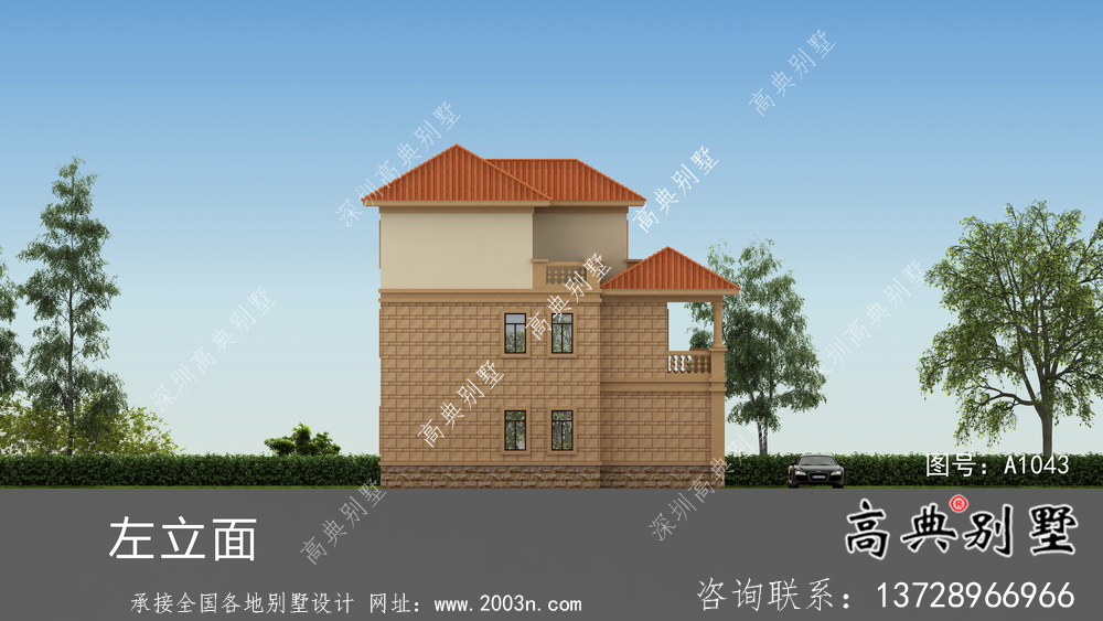 新農(nóng)村歐式三層別墅設(shè)計(jì)圖及平面設(shè)計(jì)圖