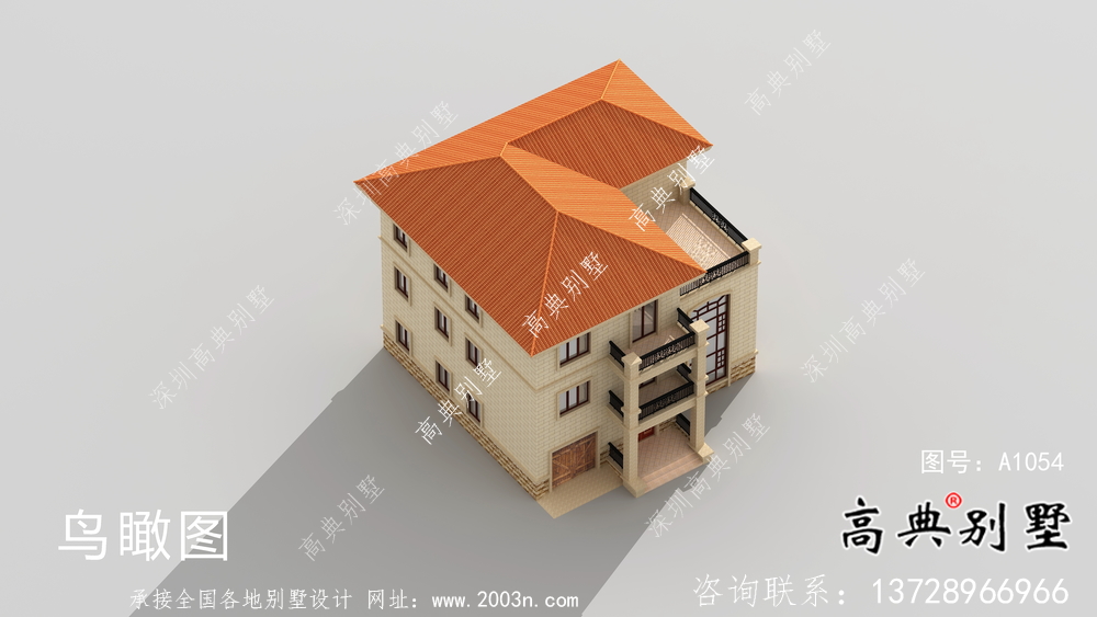 鄉(xiāng)村三層復式簡歐別墅設計圖紙及效果圖