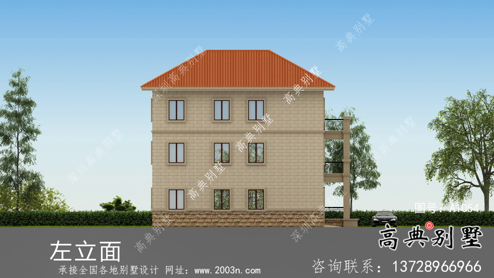 鄉(xiāng)村三層復式簡歐別墅設計圖紙及效果圖