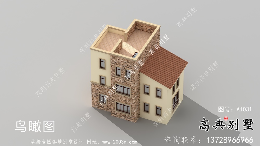 最新款鄉(xiāng)村高端歐式平屋頂自建別墅工程圖紙