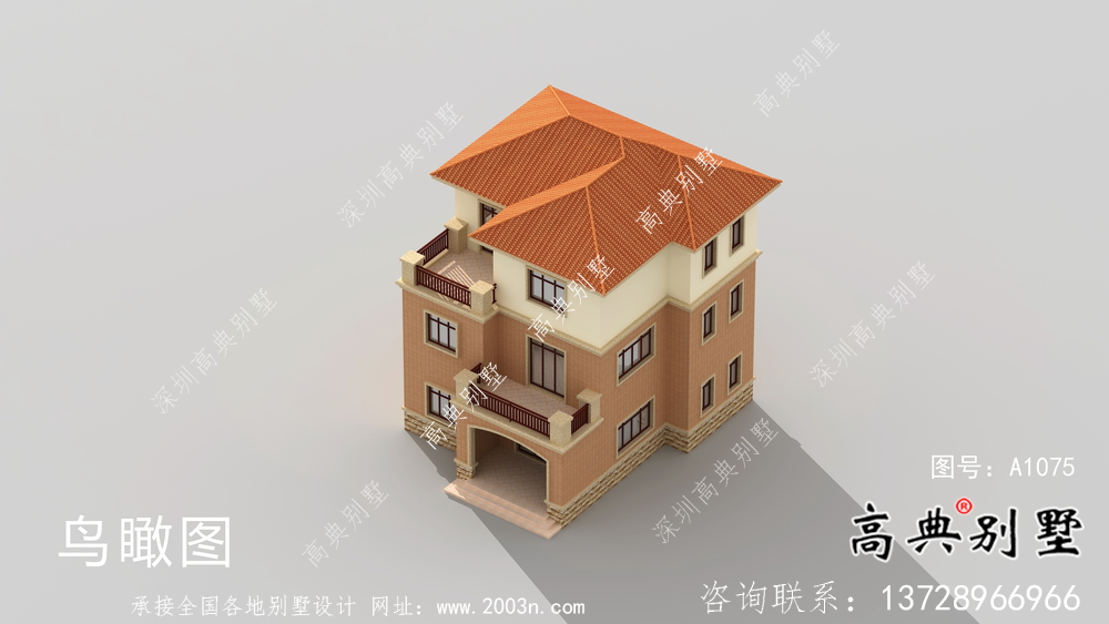 新農(nóng)村三層歐式別墅設(shè)計(jì)圖紙及外觀效果圖