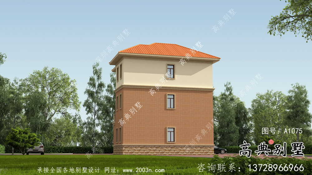 新農(nóng)村三層歐式別墅設(shè)計(jì)圖紙及外觀效果圖