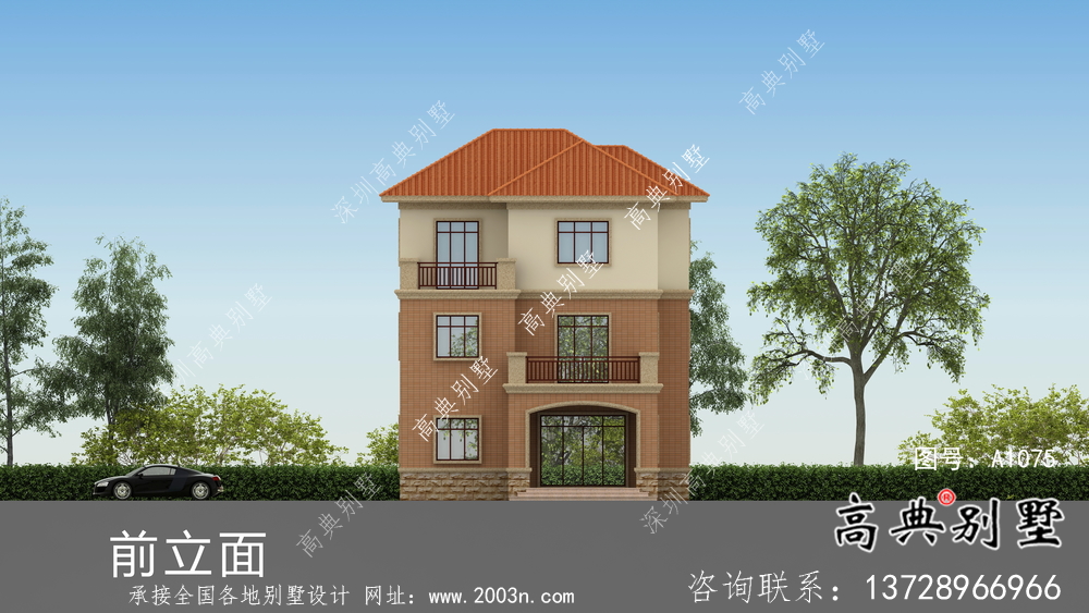 新農(nóng)村三層歐式別墅設(shè)計(jì)圖紙及外觀效果圖