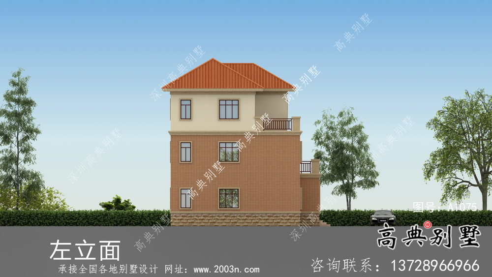 新農(nóng)村三層歐式別墅設(shè)計(jì)圖紙及外觀效果圖